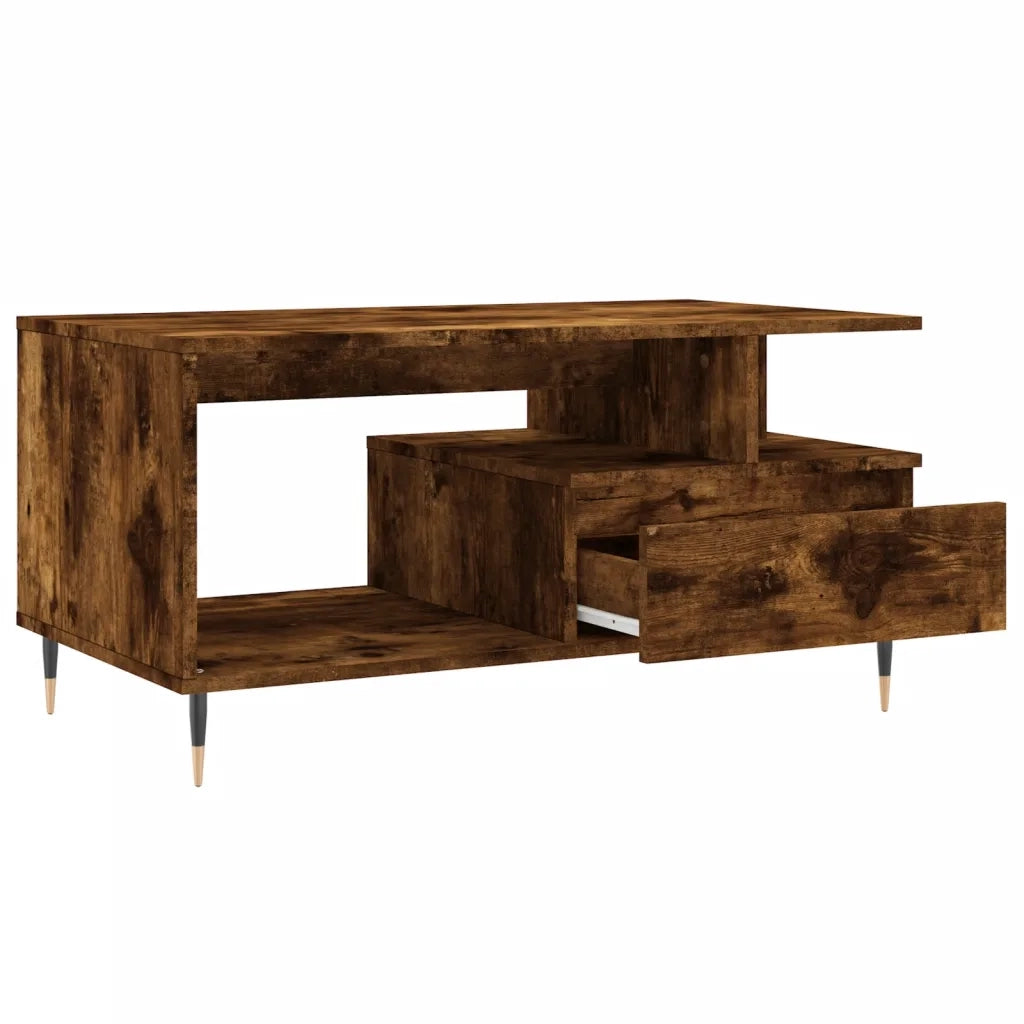 Tavolino da Salotto-Tavolino da soggiorno-Tavolo Rovere Fumo 90x49x45 cm Legno Multistrato 748919