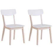 Set di 2 sedie da pranzo bianche con gambe in legno chiaro in stile retrò moderno