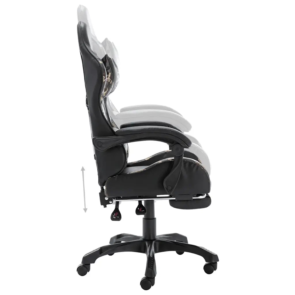 Sedia da Gaming con Poggiapiedi Nera e Mimetica in Similpelle 320096