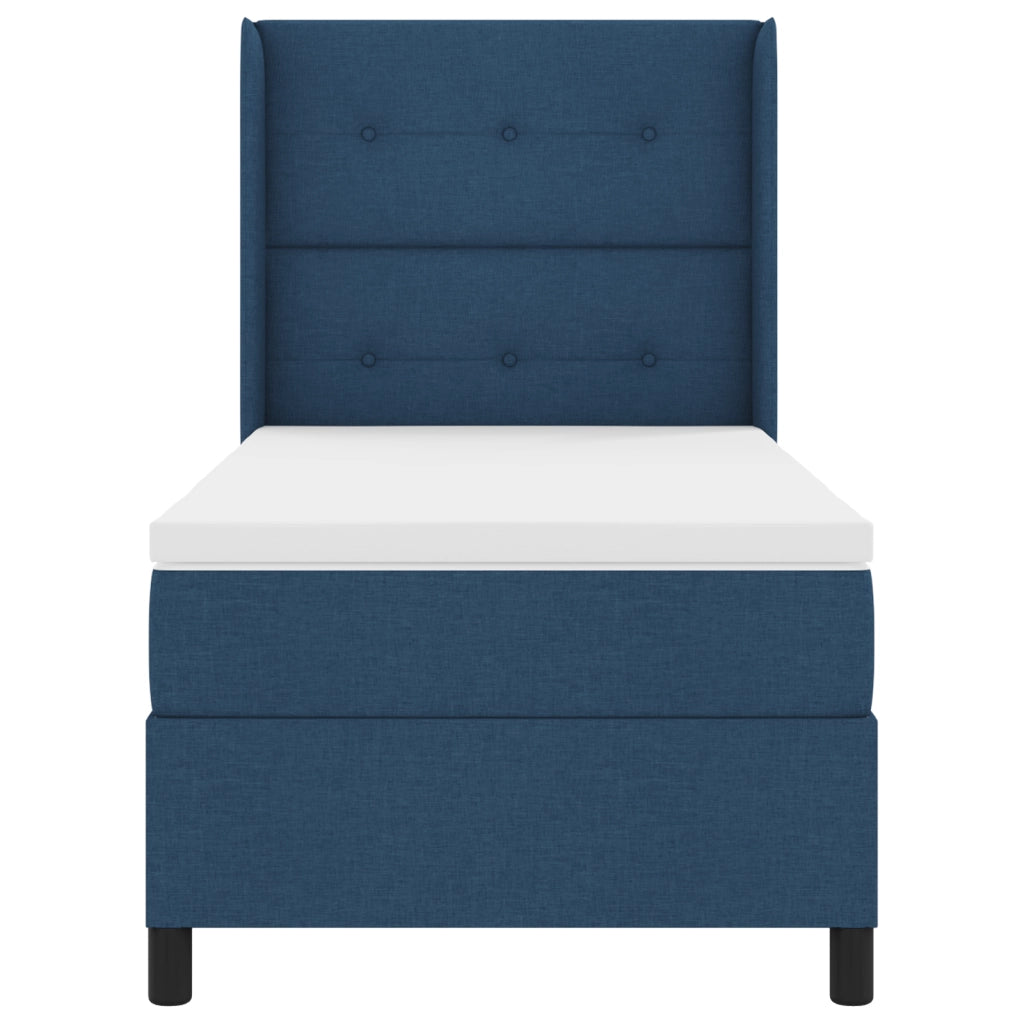 Letto con Box Spring e Materasso Blu 80x200 cm Tessuto