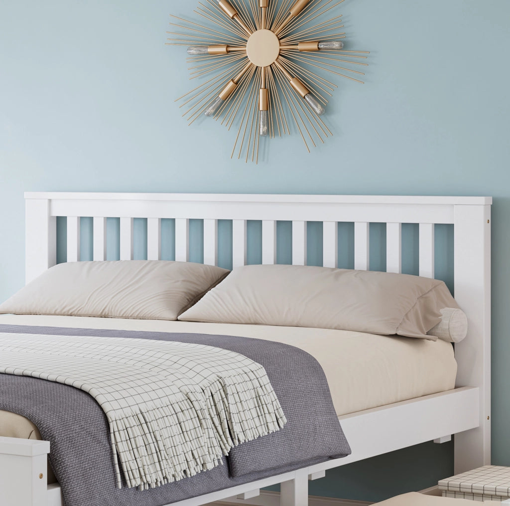 Letto matrimoniale bianco 140 x 200 cm con cassetti contenitori
