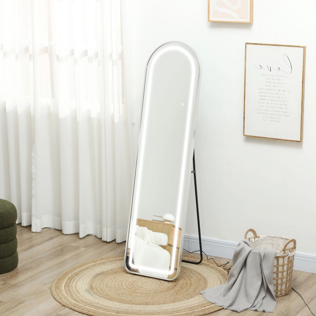 Specchio a parete completo LED con luce regolabile ¨C zephmum ¨C 150x40 cm argento