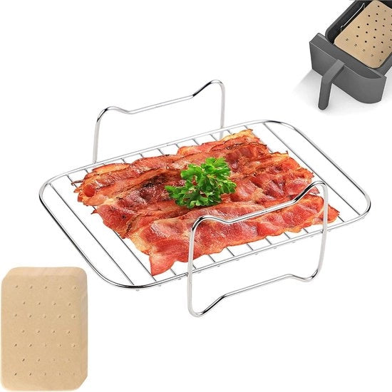 Friteuse a vapore con griglia e carta da forno - Dehydratore per AF300EU AF400EU - accessori per grigliare e cuocere - acciaio inossidabile.