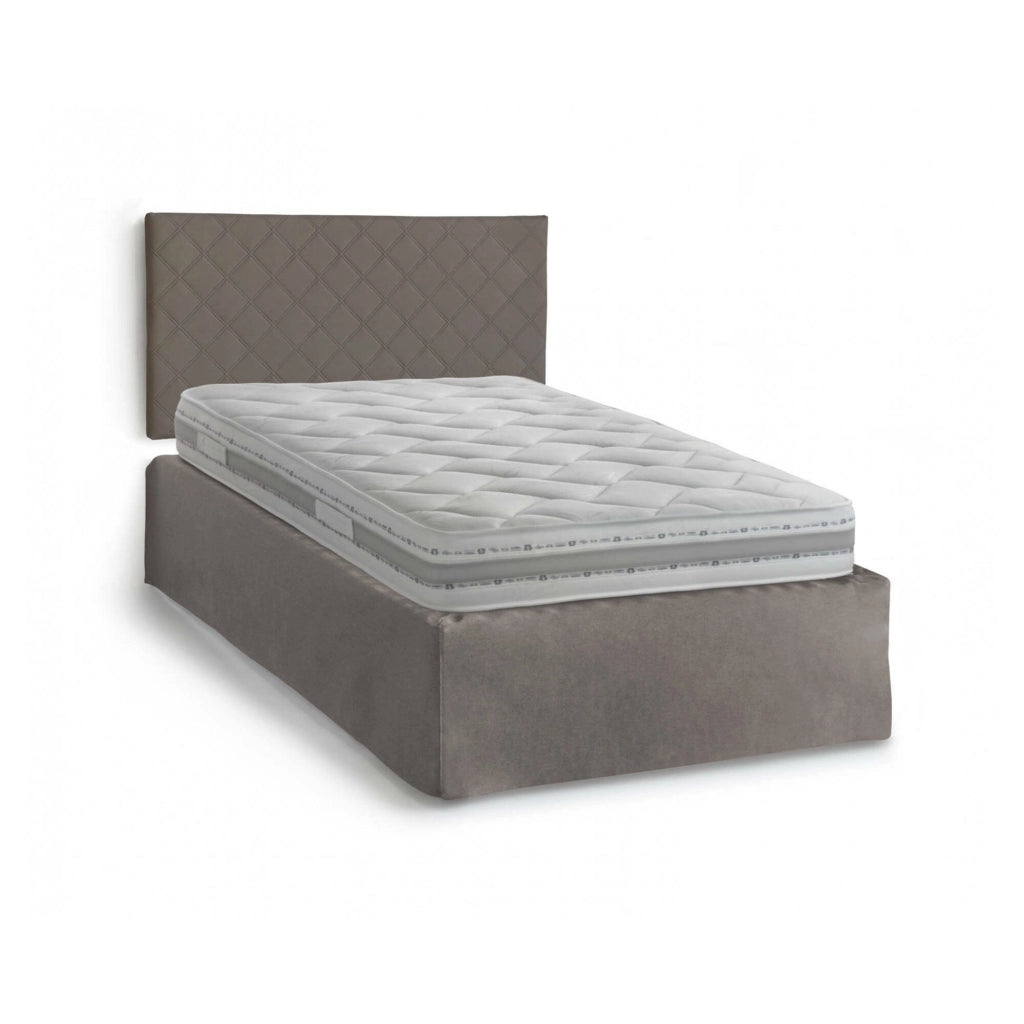 Opale, Letto Piazza e Mezza Materasso Incluso Made in Italy, Grigio Tortora