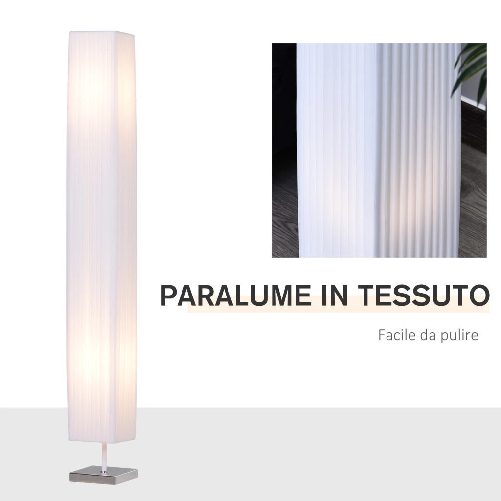Lampada da Terra Design Moderna ¨C Xylo ¨C Tessuto Bianco 14x14x120cm