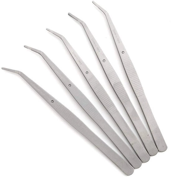 Accessori per Overlocker - Pincetta Curva - Pincetta in Acciaio Inossidabile - Set da 5 - Progettata per un Ergonomia Ottimale - Leggera e Compatta - Puntale