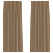 Tende in Voile con Tasche per Aste 2 pz Marrone Chiaro