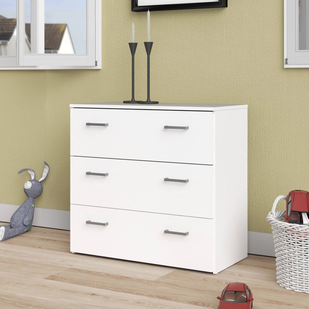 Cassettiera a tre cassetti con Adal, colore bianco, cm 74 x 69 x 36