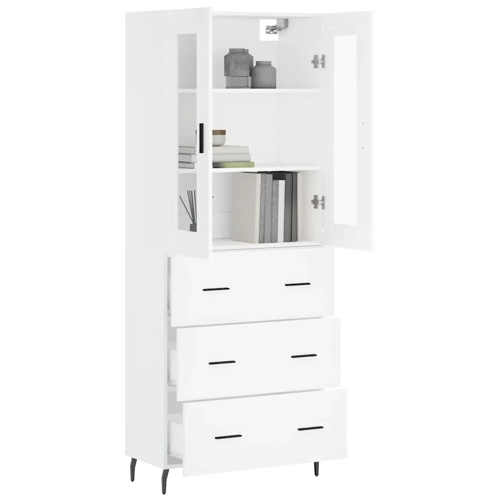 Credenza-Buffet-Armadio da cucina Bianca 69,5x34x180 cm in Legno Multistrato 141500