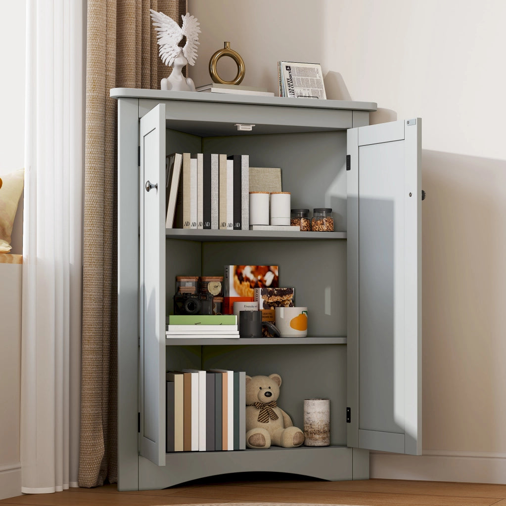 Mobile angolare da bagno grigio a 2 ante; 61;5 x 80 cm in MDF laccato