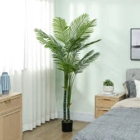 Pianta artificiale interna a palma, con vaso in plastica, altezza 180 cm, Verde