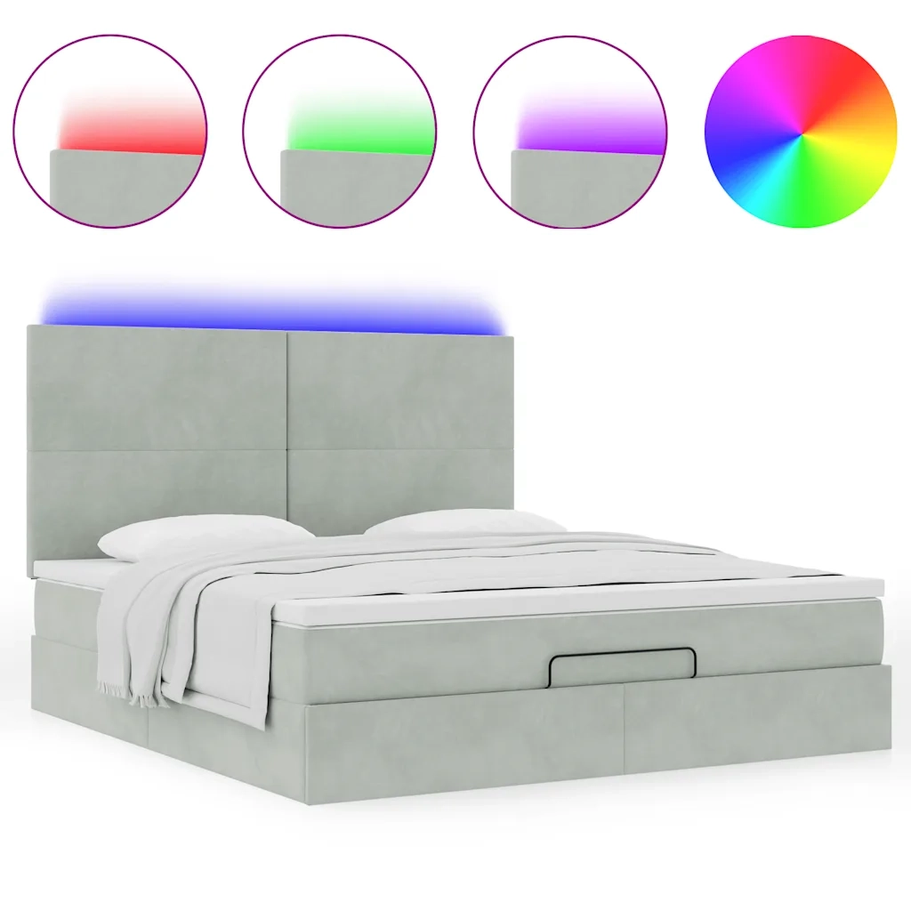 Struttura Letto Pouf con Materassi 160x200 cm in Velluto