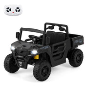 Camion ribaltabile elettrico 12V con telecomando e sospensione a molla, Giocattolo elettrico per bambini da 3 a 8 anni Nero-Macchinine giocattoli