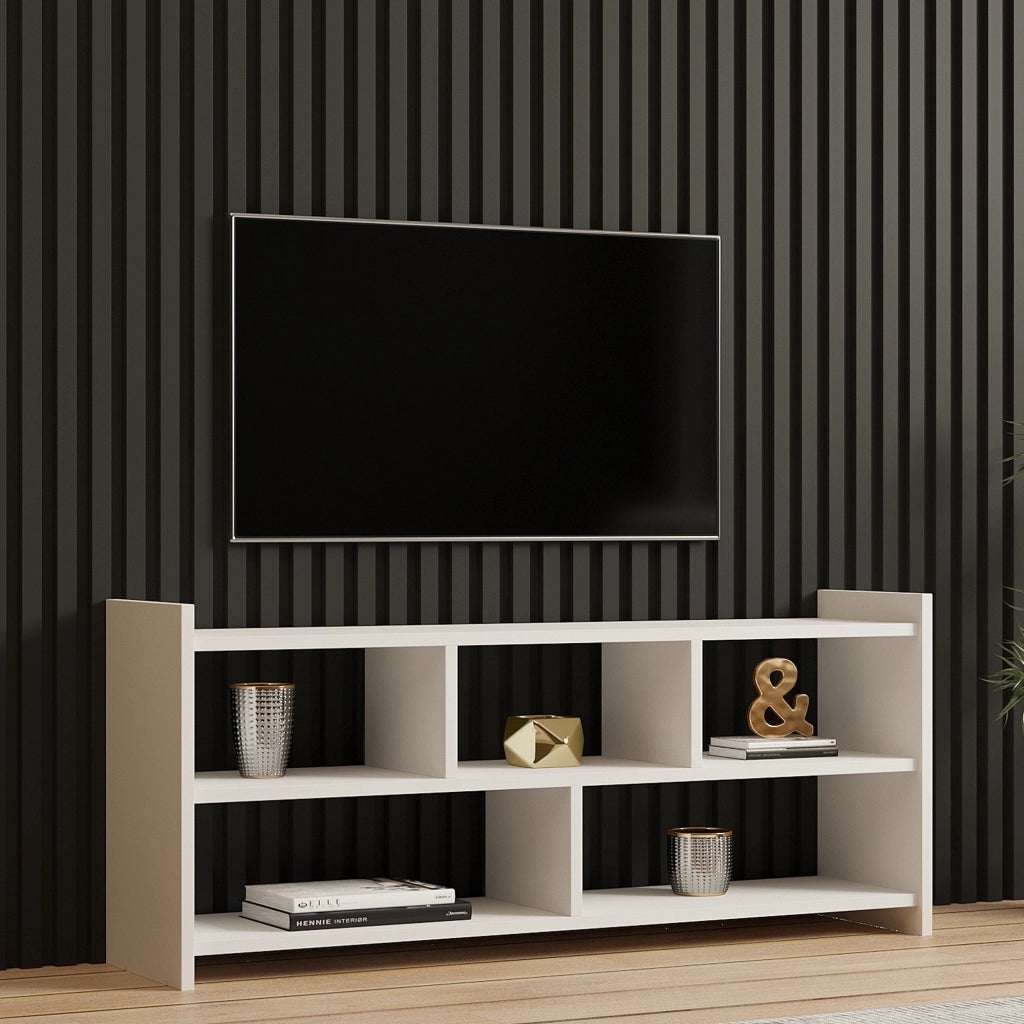Loreglia, Mobile Porta tv 5 Ripiani, 118x28x55h cm Bianco
