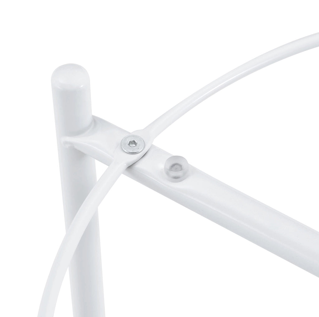 Tavolino laterale rotondo 42x52 cm a 2 ripiani in MDF e metallo bianco