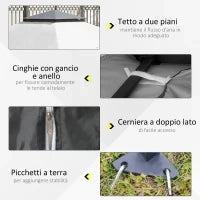 Gazebo Pieghevole 3.6x3.6m con Prese d'Aria e Zanzariere, in Acciaio e Tessuto Oxford, Grigio