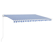 Tenda da Sole | Tenda parasole Retrattile Manuale con LED 400x300cm Blu e Bianco