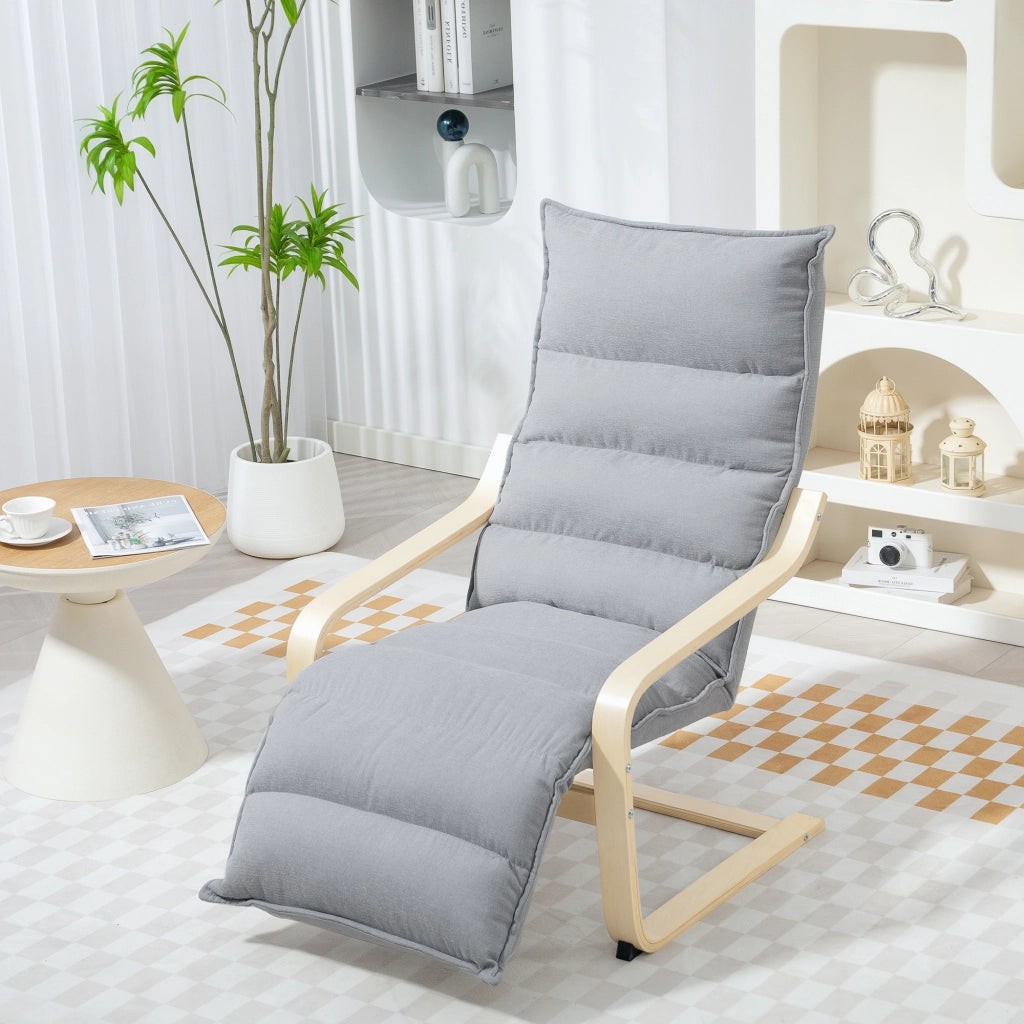 Poltrona relax reclinabile con poggiapiedi ¨C Xylo ¨C legno di betulla grigio chiaro