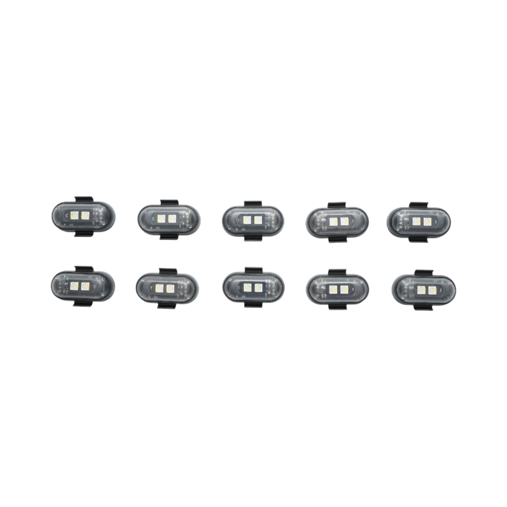 Set di 10 luci stroboscopiche LED RGB con telecomando, 10 modalità, 8 colori, batteria al litio ricaricabile da 110 mAh USB-C IP65