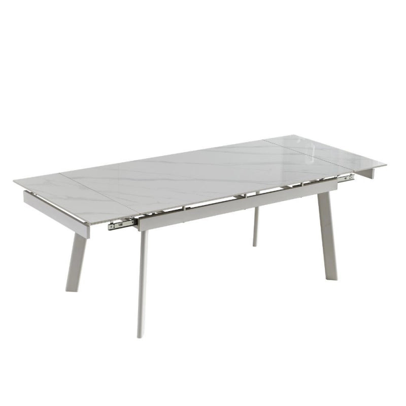 Tavolo allungabile Presena in ceramica colore bianco puro e gambe metallo nere