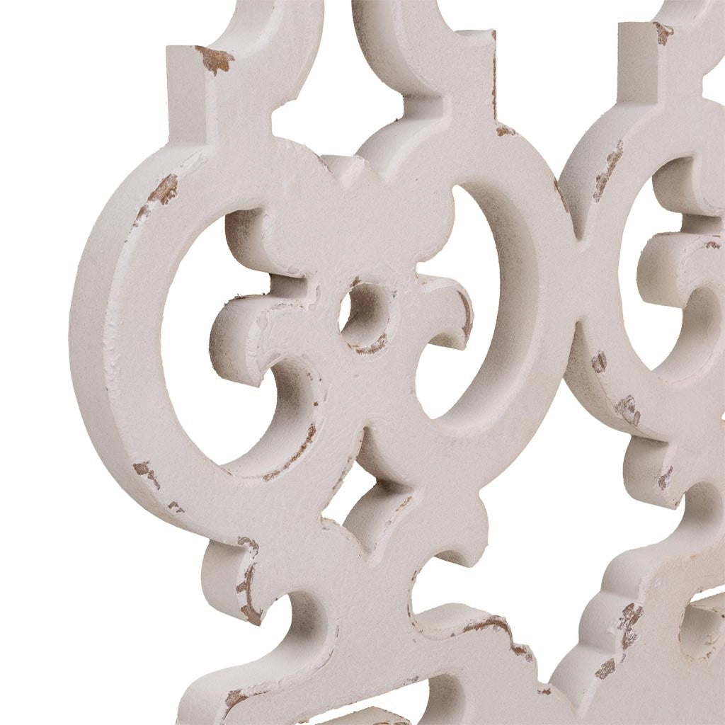 Mobile da ingresso in legno intagliato bianco 81x30x82h