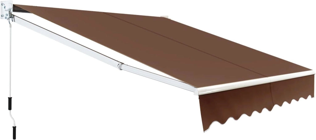 Tenda da Sole per Esterno Avvolgibile, Tenda da Sole a Bracci Estensibili con Telaio in Alluminio e Tettuccio Resistente al Sole e Impermeabile e Manovella (245 x 200 cm,Marrone)