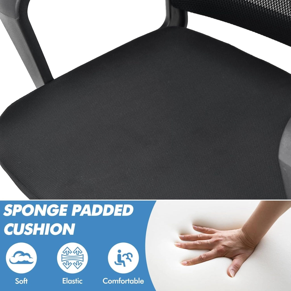 Sedia da ufficio, per riunioni e riunioni, ergonomica, con braccioli e supporto lombare, struttura in metallo, portata fino a 136 kg, seduta imbottita