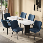 Sedie da Pranzo in Velluto ¨C Xylo ¨C Blu Scuro, Set 6 Pezzi, Stile Moderno