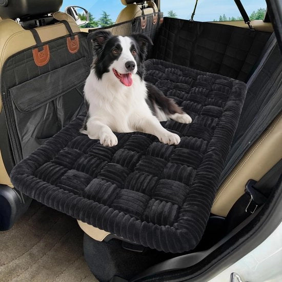 Sedile per cani per la parte posteriore dell'auto, Supporto morbido per la schiena del cane, Protezione per cani per la parte posteriore dell'auto, Tappetino antiscivolo per cani, Facile da pulire, Resistente ai graffi e comodo, 127×62,5 cm, Nero
