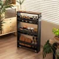Carrello Portaoggetti su Ruote con 3 Livelli di Archiviazione e Maniglia, 51,5l x 13P x 80H cm, Nero