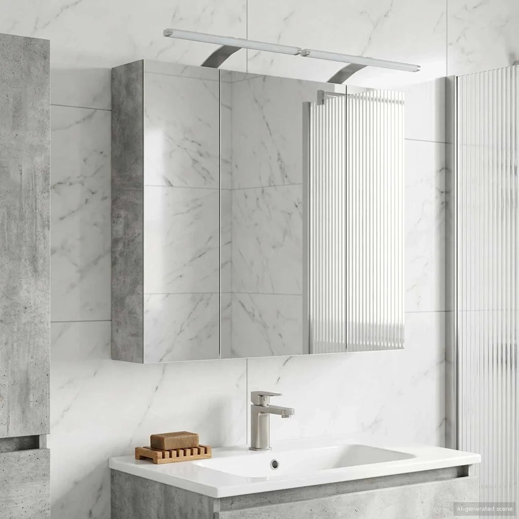 Mobiletto per specchio da bagno con lo scaffale Grigio cemento 889114