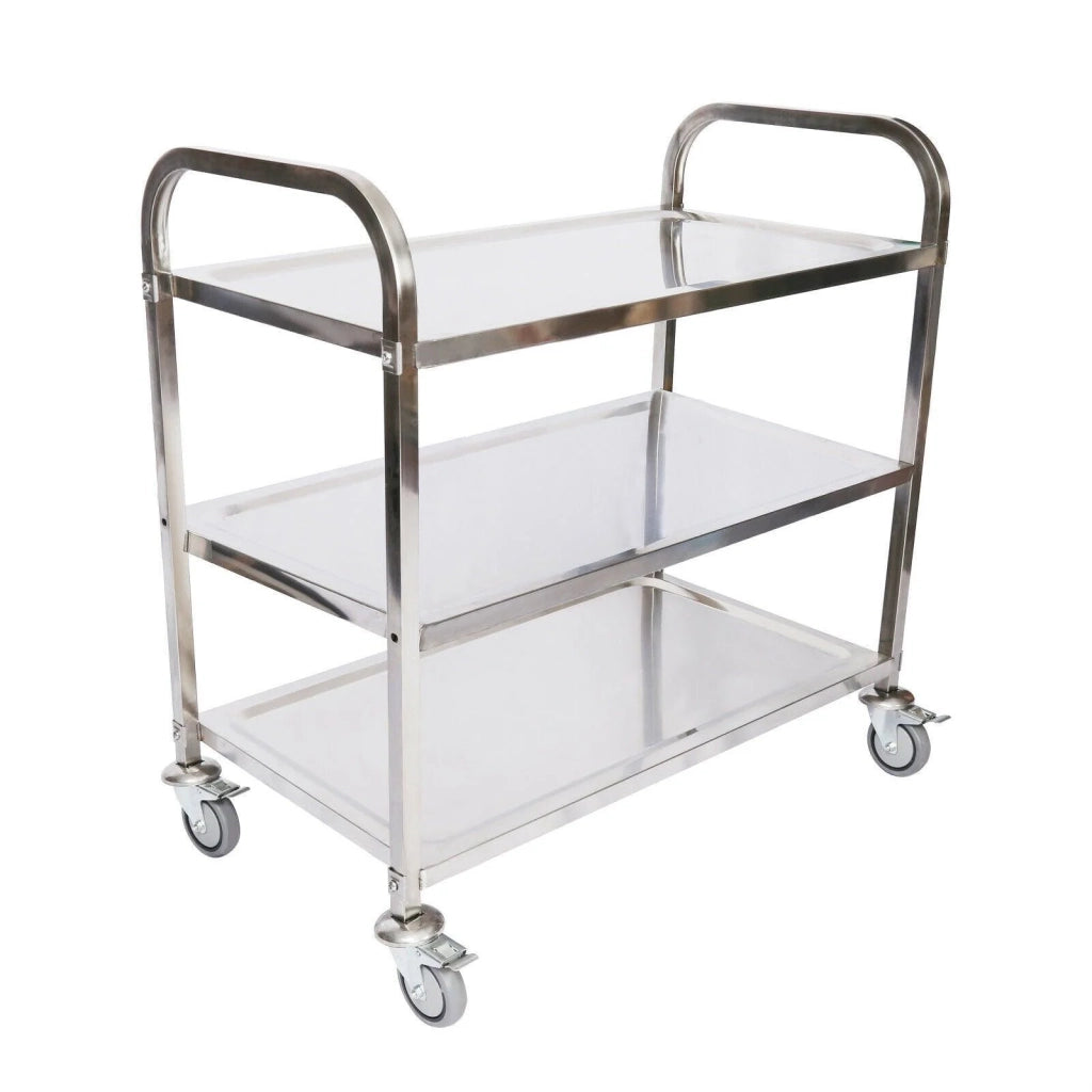 Carrello di servizio in acciaio raffinato con 3 ripiani fino a 150 kg carrello da cucina mobile acciaio inox 16_0002576