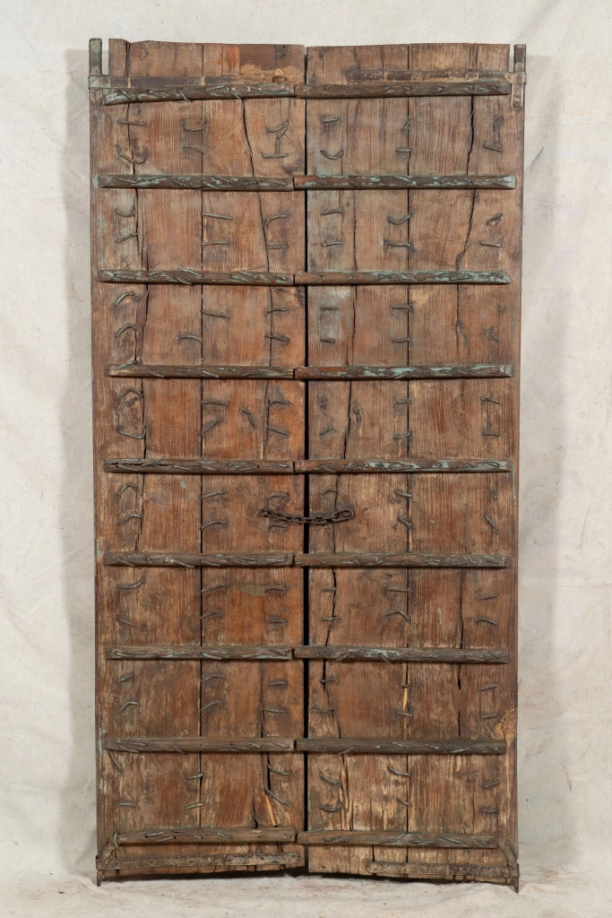 Biscottini Porta portone in legno massello e ferro da interno o da esterno vecchia e antica medievale scorrevole