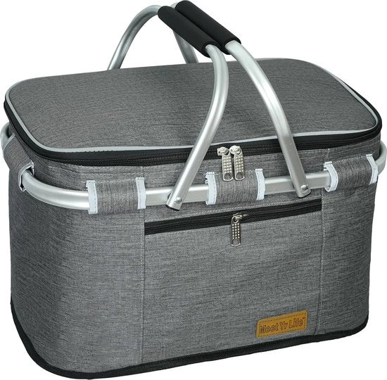 Portatile isolanti, contenitore per cibo, contenitore per picnic, contenitore per cibo grande isolato, borsa per pranzo, termotassa per ufficio, camping, picnic, viaggi, sostegno laterale, mantenimento in posizione verticale (gray01)