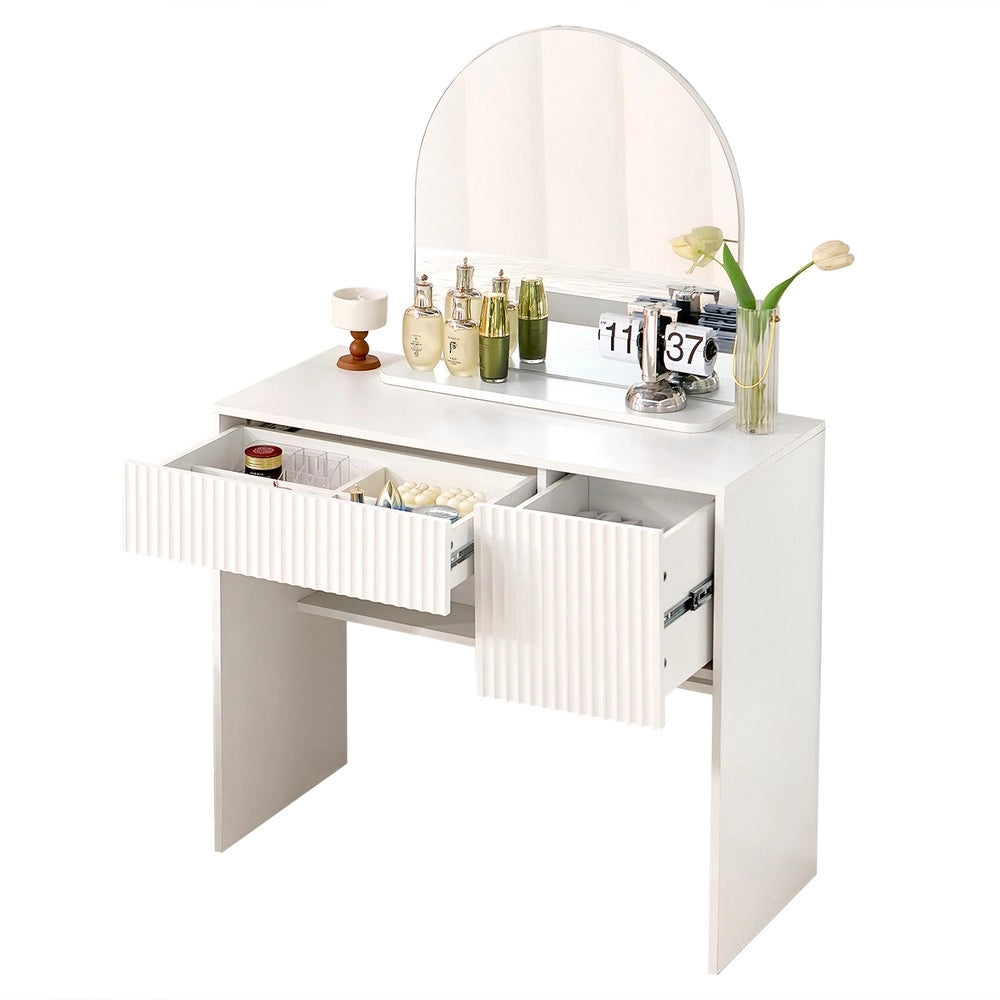 Tavolo da Trucco con Specchio e Cassetti ¨C Xylo ¨C Bianco, 90x40x135 cm