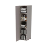 Armadio multiuso 1 anta Treville, Mobile multifunzionale con 4 ripiani interni, Finitura effetto cannettato, 45x56 h199 cm, Beige