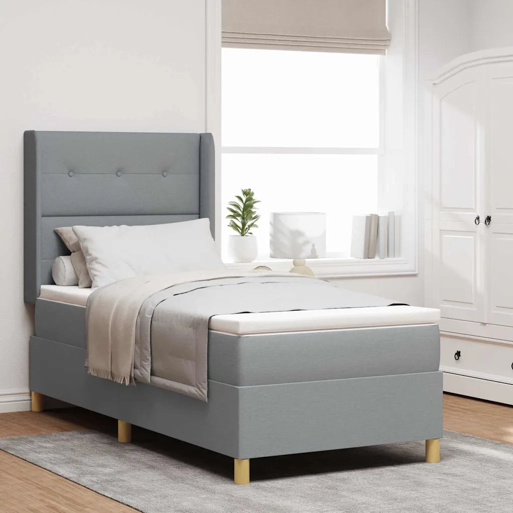 Letto a molle con materasso Grigio chiaro 100 x 200 cm Tessuto 3341819