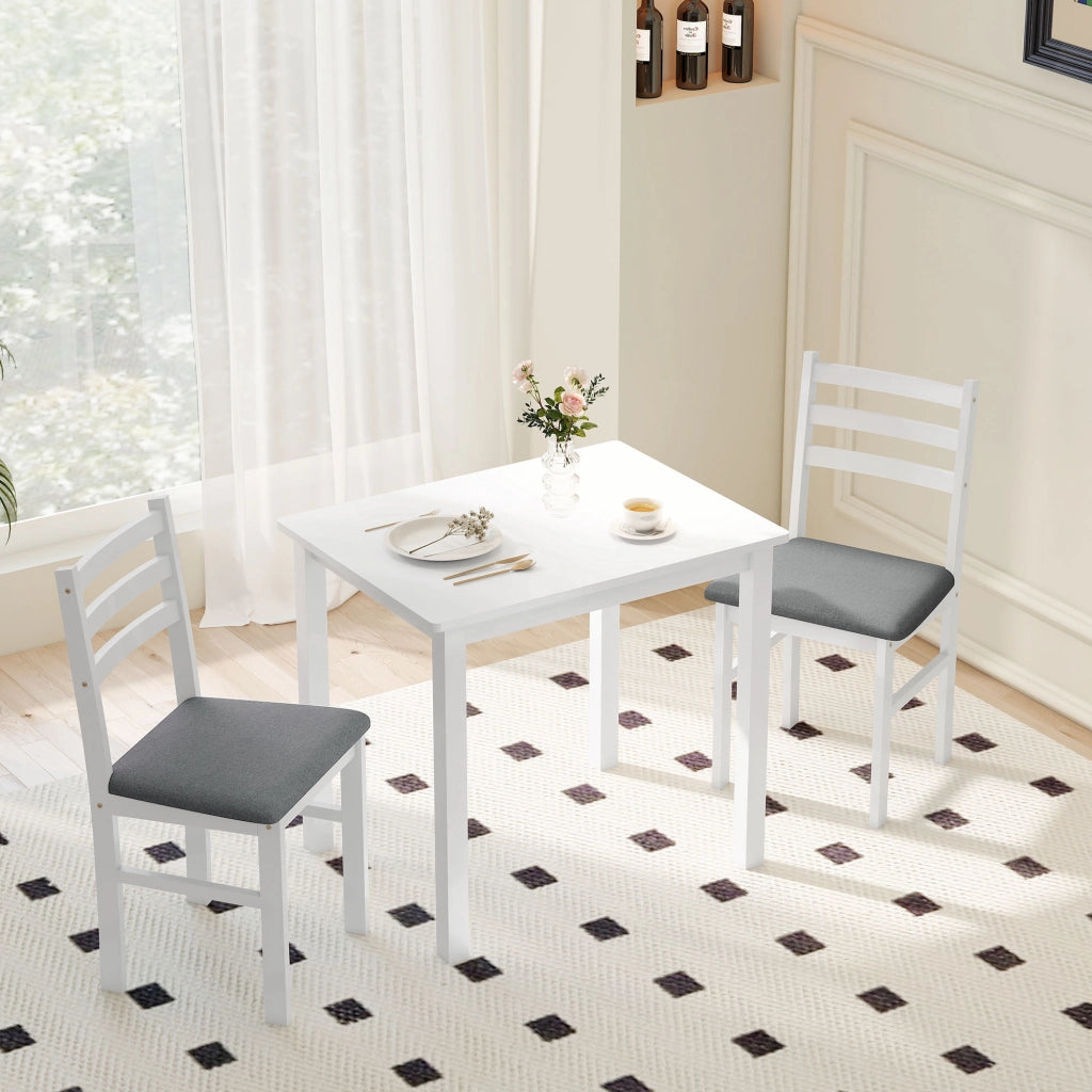 Set tavolo da pranzo con 2 sedie imbottite ¨C Xylo ¨C MDF bianco salvaspazio