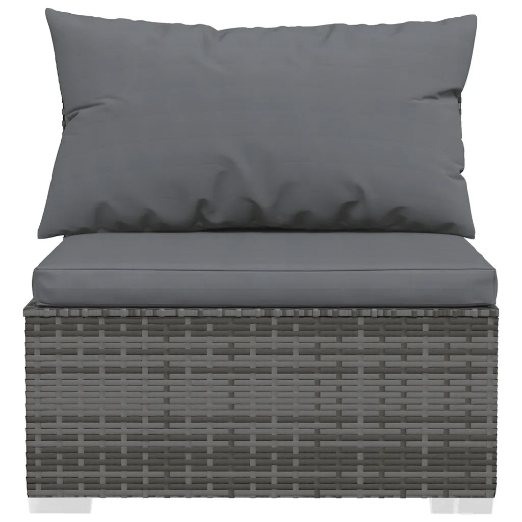 Set Divani da Giardino 4 pz con Cuscini in Polyrattan Grigio 317512