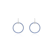 Orecchini in argento sterling S925 con borchie in zirconi blu e cerchi rotondi