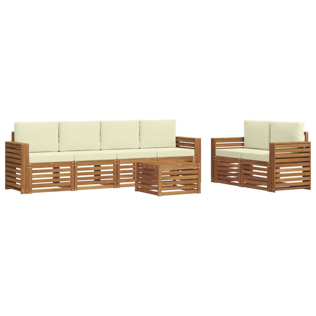 Set di divani da esterno 7 pz Naturale e Crema 3374415