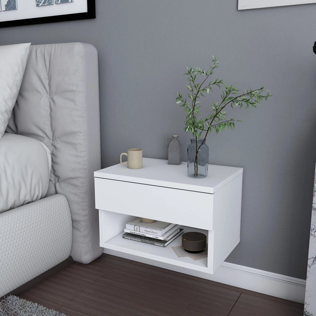 Comodino in legno "Jamot" - 45 x 29 x 32 cm - Bianco