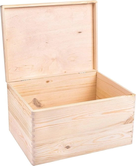 Cassa di archiviazione per giardino - grande scatola in legno naturale con coperchio, 40 x 30 x 24 cm