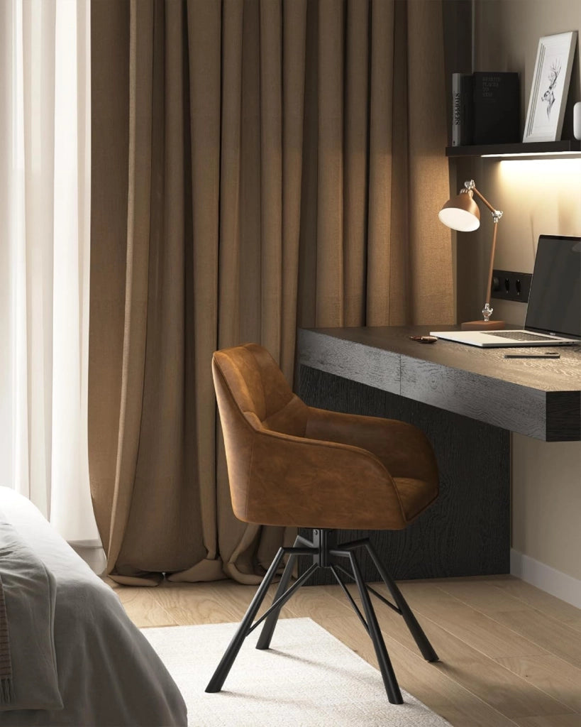 Set di 2 Sedie per Sala da Pranzo Girevoli a 360°, Sedie da Cucina Imbottite con Gambe in Metallo, Poltroncine in Similpelle per Camera da Letto, Soggiorno, Marrone Chiaro, BH366hbr-2