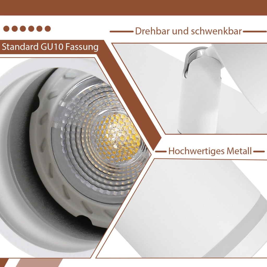 ZMH Faretto da soffitto bianco 4 lampadine Plafoniera moderna GU10 faretti orientabili interni in metallo
