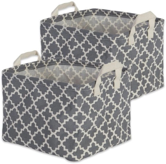 Set di vaschette in cotone e poliestere gecco, grigio, piccoli contenitori a rete, 2 pezzi, modello CAMZ38324