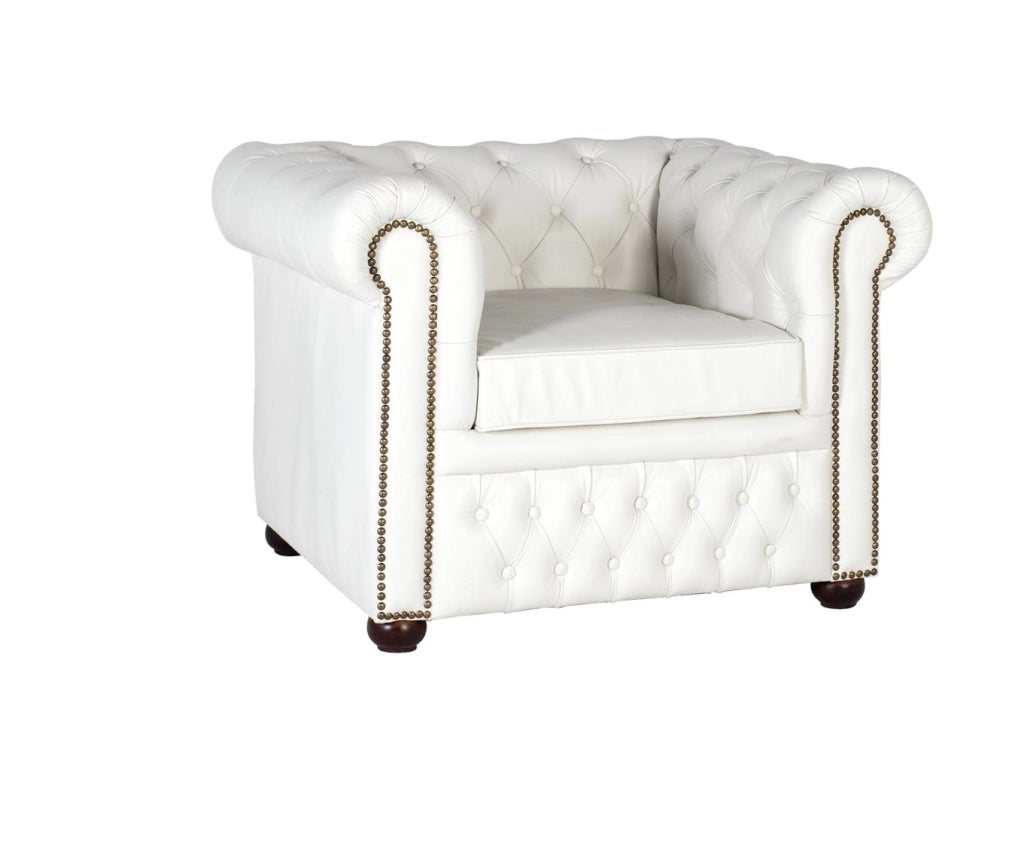 Poltrona Chester monoposto rivestita in pelle naturale