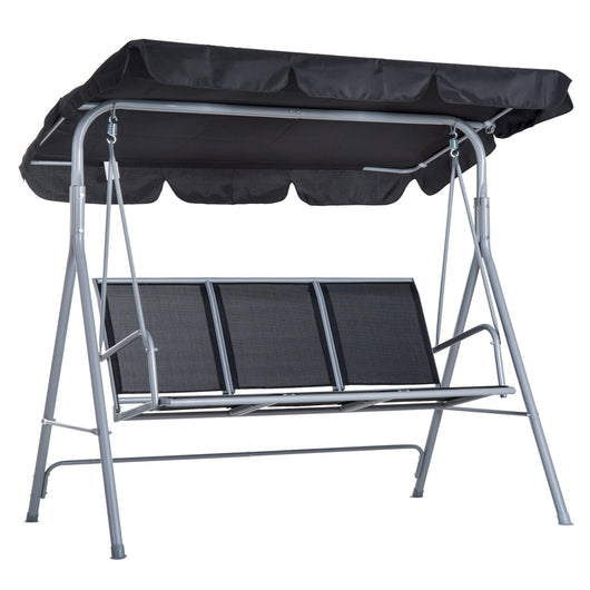 Dondolo 3 Posti da Giardino 170x110x153 cm in Acciaio Nero e Argento