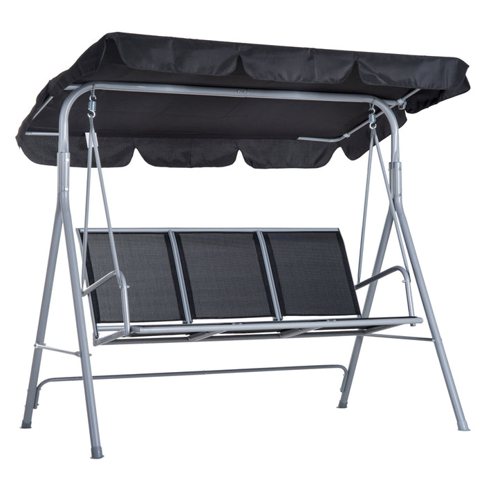 Dondolo 3 Posti da Giardino 170x110x153 cm in Acciaio Nero e Argento