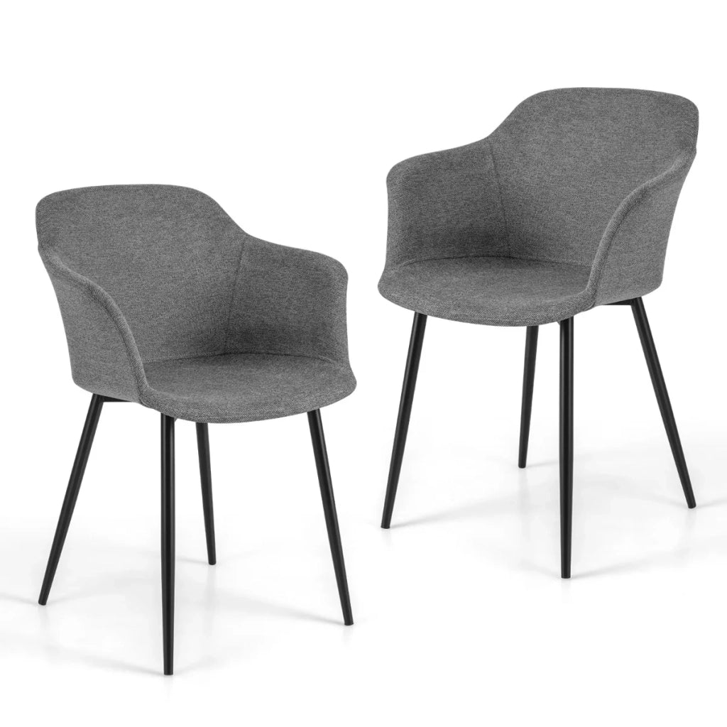 Set di 2 sedie da pranzo scandinave 60 x 53 x 82,5 cm seduta ergonomica design moderno lino grigio 20_0018684
